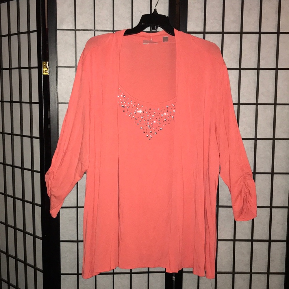 Plus size orange Blouse with detailing